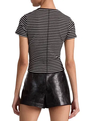 Alice + Olivia Women's Cindy Striped Rib-Knit T-Shirt | Thumbnail 5 Alice + Olivia Women's Cindy Striped Rib-Knit T-Shirt | Thumbnail 5