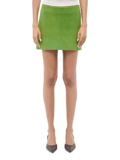 STAUD Women's Crest Suede Miniskirt - Leaf | Thumbnail 3 STAUD Women's Crest Suede Miniskirt - Leaf | Thumbnail 3