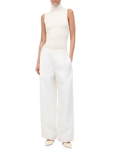 Staud Women's Pierre Pleated Wool-Silk Wide-Leg Pants - Ivory - Size 14 | Thumbnail 2 Staud Women's Pierre Pleated Wool-Silk Wide-Leg Pants - Ivory - Size 14 | Thumbnail 2