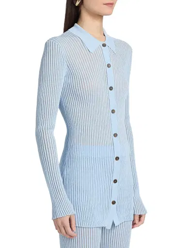 Ronny Kobo Women's Denzel Rib-Knit Cardigan - Skyway | Thumbnail 4 Ronny Kobo Women's Denzel Rib-Knit Cardigan - Skyway | Thumbnail 4