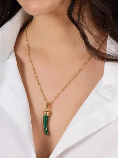 Anabel Aram Women's Milos 18K-Gold-Plated & Gemstone Horn Charm - Malachite | Thumbnail 2 Anabel Aram Women's Milos 18K-Gold-Plated & Gemstone Horn Charm - Malachite | Thumbnail 2