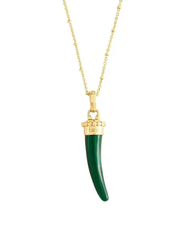 Anabel Aram Women's Milos 18K-Gold-Plated & Gemstone Horn Charm - Malachite | Thumbnail 4 Anabel Aram Women's Milos 18K-Gold-Plated & Gemstone Horn Charm - Malachite | Thumbnail 4