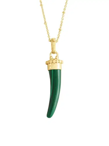Anabel Aram Women's Milos 18K-Gold-Plated & Gemstone Horn Charm - Malachite | Thumbnail 1 Anabel Aram Women's Milos 18K-Gold-Plated & Gemstone Horn Charm - Malachite | Thumbnail 1