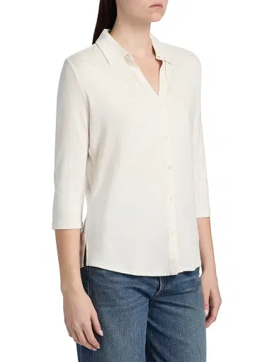 Majestic Filatures Women's Soft Touch Semi-Relaxed Shirt - Cream | Thumbnail 4 Majestic Filatures Women's Soft Touch Semi-Relaxed Shirt - Cream | Thumbnail 4