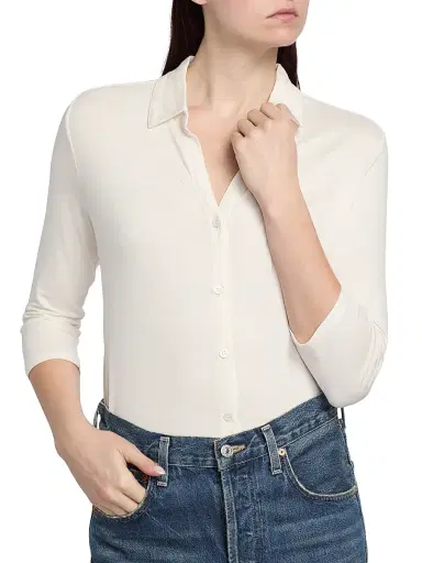 Majestic Filatures Women's Soft Touch Semi-Relaxed Shirt - Cream | Thumbnail 6 Majestic Filatures Women's Soft Touch Semi-Relaxed Shirt - Cream | Thumbnail 6