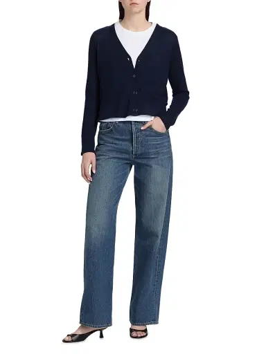 Majestic Filatures Women's Fitted V-Neck Cardigan - Marine | Thumbnail 2 Majestic Filatures Women's Fitted V-Neck Cardigan - Marine | Thumbnail 2