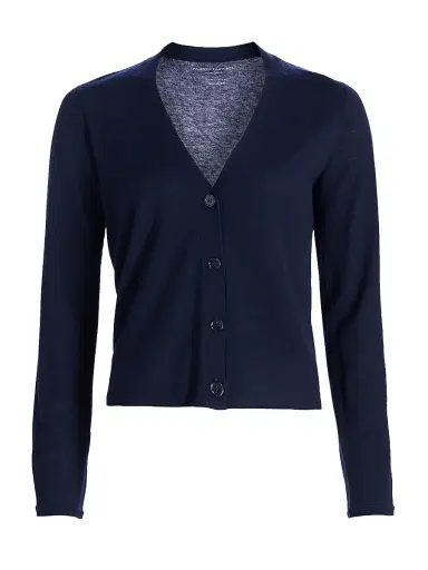 Majestic Filatures Women's Fitted V-Neck Cardigan - Marine | Thumbnail 1 Majestic Filatures Women's Fitted V-Neck Cardigan - Marine | Thumbnail 1