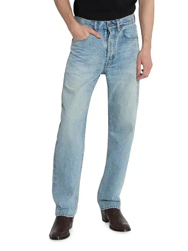 Saint Laurent Men's Loose-Fit Jeans in Beat Denim - South Blue - Size 29 | Thumbnail 4 Saint Laurent Men's Loose-Fit Jeans in Beat Denim - South Blue - Size 29 | Thumbnail 4