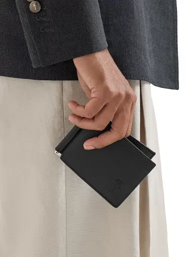 Brunello Cucinelli Men's Grained Leather Money Clip Wallet - Black | Thumbnail 2 Brunello Cucinelli Men's Grained Leather Money Clip Wallet - Black | Thumbnail 2