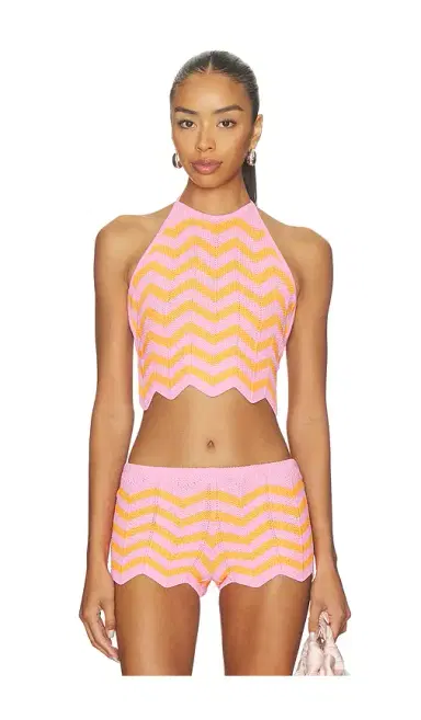 Kulani Kinis Chevron Knit Halter Crop Top | Thumbnail 1 Kulani Kinis Chevron Knit Halter Crop Top | Thumbnail 1
