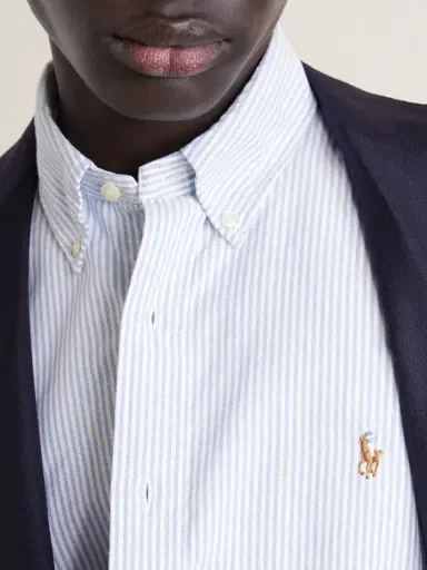 Polo Ralph Lauren Button-Down Collar Logo-Embroidered Striped Cotton Oxford Shirt - Men | Thumbnail 5 Polo Ralph Lauren Button-Down Collar Logo-Embroidered Striped Cotton Oxford Shirt - Men | Thumbnail 5