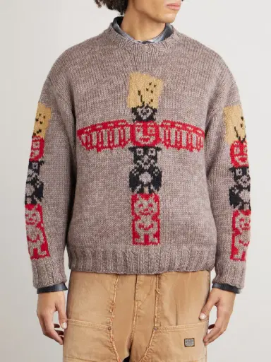 KAPITAL Peckish Totem Pole Intarsia Wool Sweater - Men | Thumbnail 3 KAPITAL Peckish Totem Pole Intarsia Wool Sweater - Men | Thumbnail 3