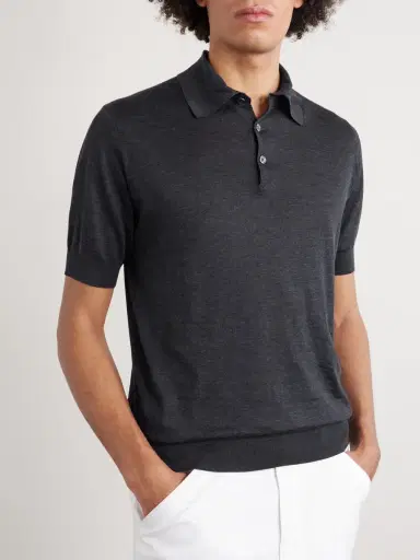 Brunello Cucinelli Slim-Fit Silk and Cotton-Blend Polo Shirt - Men | Thumbnail 3 Brunello Cucinelli Slim-Fit Silk and Cotton-Blend Polo Shirt - Men | Thumbnail 3