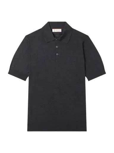 Brunello Cucinelli Slim-Fit Silk and Cotton-Blend Polo Shirt - Men | Thumbnail 1 Brunello Cucinelli Slim-Fit Silk and Cotton-Blend Polo Shirt - Men | Thumbnail 1