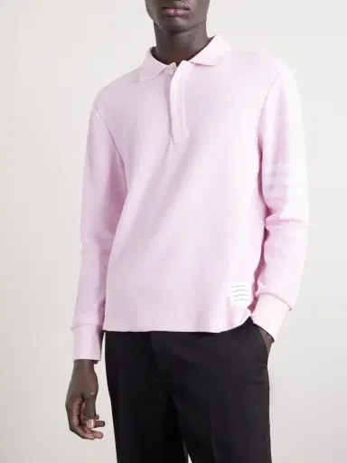 Thom Browne Striped Cotton-Piqué Polo Shirt - Men | Thumbnail 3 Thom Browne Striped Cotton-Piqué Polo Shirt - Men | Thumbnail 3
