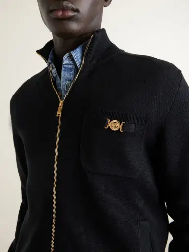 Versace Embellished Cotton-Blend Zip-Up Sweater - Men | Thumbnail 5 Versace Embellished Cotton-Blend Zip-Up Sweater - Men | Thumbnail 5