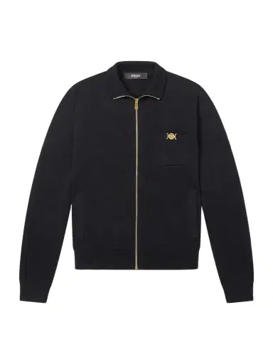 Versace Embellished Cotton-Blend Zip-Up Sweater - Men | Thumbnail 1 Versace Embellished Cotton-Blend Zip-Up Sweater - Men | Thumbnail 1