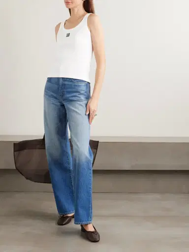 Tory Burch Embellished Appliquéd Ribbed Cotton-jersey Tank | Thumbnail 2 Tory Burch Embellished Appliquéd Ribbed Cotton-jersey Tank | Thumbnail 2