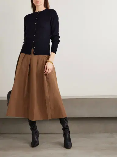 Allude Scalloped Ribbed Wool And Cashmere-blend Cardigan | Thumbnail 2 Allude Scalloped Ribbed Wool And Cashmere-blend Cardigan | Thumbnail 2