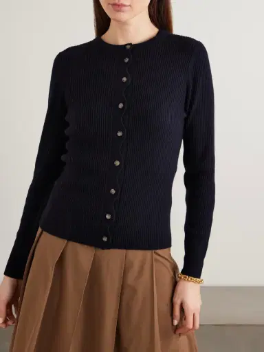 Allude Scalloped Ribbed Wool And Cashmere-blend Cardigan | Thumbnail 3 Allude Scalloped Ribbed Wool And Cashmere-blend Cardigan | Thumbnail 3