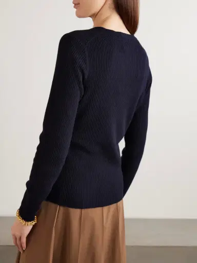 Allude Scalloped Ribbed Wool And Cashmere-blend Cardigan | Thumbnail 4 Allude Scalloped Ribbed Wool And Cashmere-blend Cardigan | Thumbnail 4