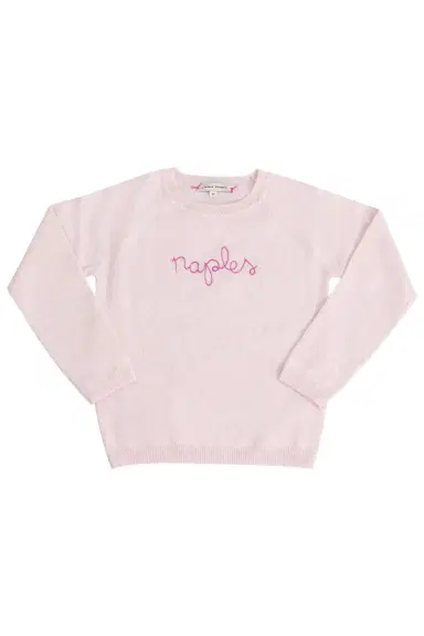 LINGUA FRANCA Kids Naples Crewneck - Marled Blush | Thumbnail 1 LINGUA FRANCA Kids Naples Crewneck - Marled Blush | Thumbnail 1
