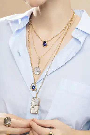 Retrouvaí Lapis Diamond Midi Compass Sling Pendant Necklace | Thumbnail 2 Retrouvaí Lapis Diamond Midi Compass Sling Pendant Necklace | Thumbnail 2