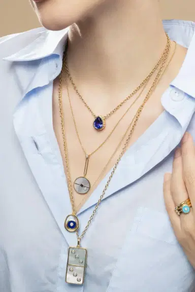 Retrouvaí Lapis Diamond Midi Compass Sling Pendant Necklace | Thumbnail 3 Retrouvaí Lapis Diamond Midi Compass Sling Pendant Necklace | Thumbnail 3