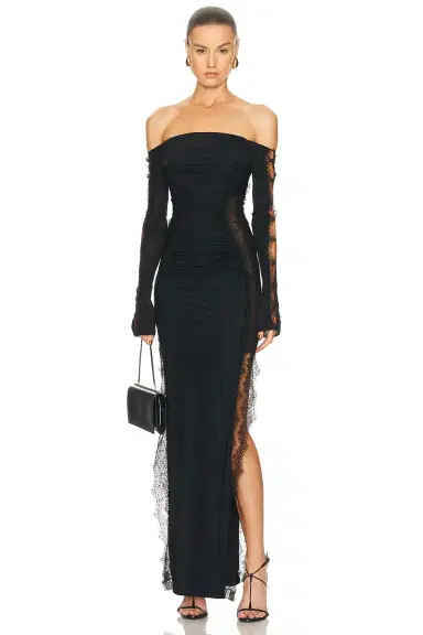 Blumarine Off The Shoulder Dress | Thumbnail 1 Blumarine Off The Shoulder Dress | Thumbnail 1