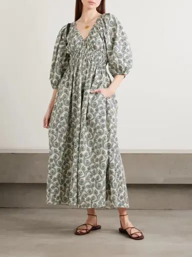 Matteau Shirred Paisley-print Organic Cotton Midi Dress | Thumbnail 2 Matteau Shirred Paisley-print Organic Cotton Midi Dress | Thumbnail 2