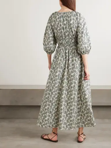 Matteau Shirred Paisley-print Organic Cotton Midi Dress | Thumbnail 3 Matteau Shirred Paisley-print Organic Cotton Midi Dress | Thumbnail 3