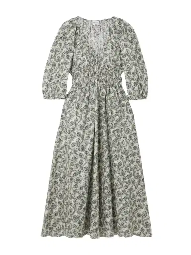 Matteau Shirred Paisley-print Organic Cotton Midi Dress | Thumbnail 1 Matteau Shirred Paisley-print Organic Cotton Midi Dress | Thumbnail 1