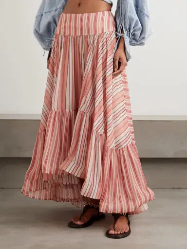 Zimmermann Rebellion Bohemian Asymmetric Tiered Striped Georgette Skirt | Thumbnail 3 Zimmermann Rebellion Bohemian Asymmetric Tiered Striped Georgette Skirt | Thumbnail 3