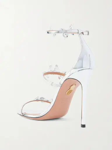 Aquazzura Papillon Sauvage 105 Embellished Metallic-leather Sandals | Thumbnail 3 Aquazzura Papillon Sauvage 105 Embellished Metallic-leather Sandals | Thumbnail 3