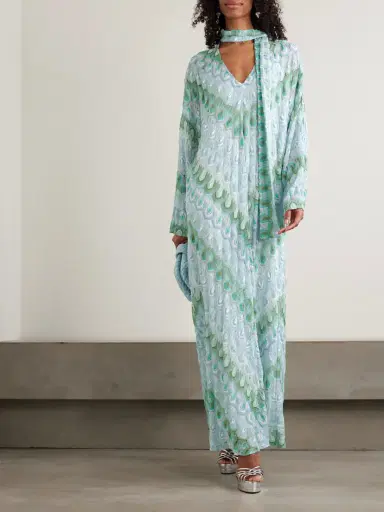 Missoni Tie-detailed Striped Metallic Crochet-knit Maxi Dress | Thumbnail 2 Missoni Tie-detailed Striped Metallic Crochet-knit Maxi Dress | Thumbnail 2