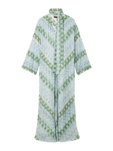 Missoni Tie-detailed Striped Metallic Crochet-knit Maxi Dress | Thumbnail 1 Missoni Tie-detailed Striped Metallic Crochet-knit Maxi Dress | Thumbnail 1