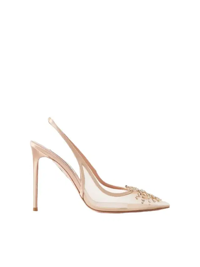 Firework 105 Crystal-embellished Satin-trimmed Mesh Pumps Firework 105 Crystal-embellished Satin-trimmed Mesh Pumps