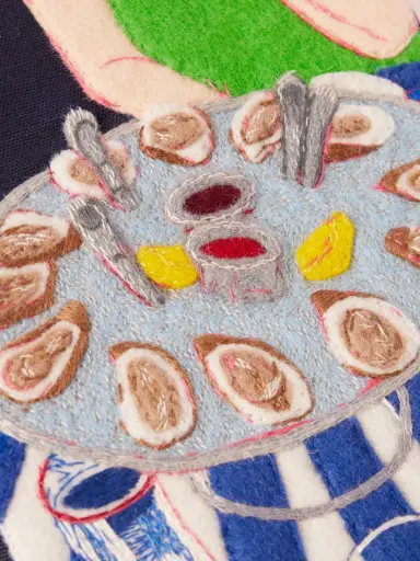 Olympia Le-Tan Oysters In Miami Embroidered Appliquéd Canvas Clutch | Thumbnail 4 Olympia Le-Tan Oysters In Miami Embroidered Appliquéd Canvas Clutch | Thumbnail 4