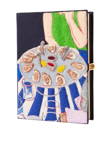 Olympia Le-Tan Oysters In Miami Embroidered Appliquéd Canvas Clutch | Thumbnail 1 Olympia Le-Tan Oysters In Miami Embroidered Appliquéd Canvas Clutch | Thumbnail 1