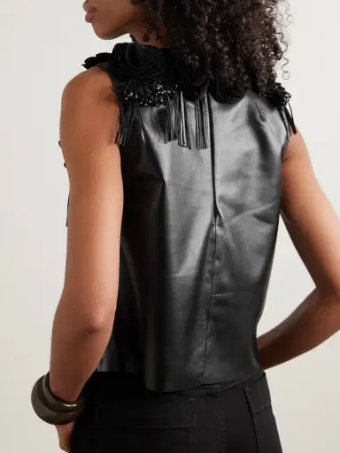 Ulla Johnson Marlowe Floral-appliquéd Leather Top | Thumbnail 3 Ulla Johnson Marlowe Floral-appliquéd Leather Top | Thumbnail 3