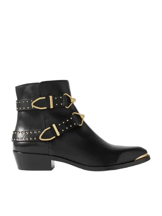 Zalya Buckled Studded Leather Ankle Boots Zalya Buckled Studded Leather Ankle Boots