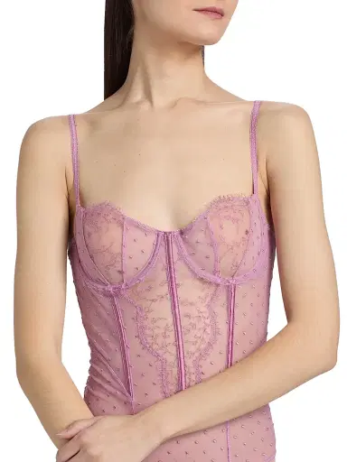 Kiki de Montparnasse Women's Merci Beaucoup Laced One-Piece Bodysuit - Mauve | Thumbnail 5 Kiki de Montparnasse Women's Merci Beaucoup Laced One-Piece Bodysuit - Mauve | Thumbnail 5
