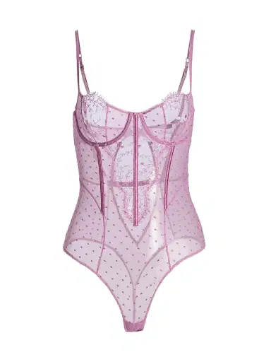 Kiki de Montparnasse Women's Merci Beaucoup Laced One-Piece Bodysuit - Mauve | Thumbnail 1 Kiki de Montparnasse Women's Merci Beaucoup Laced One-Piece Bodysuit - Mauve | Thumbnail 1