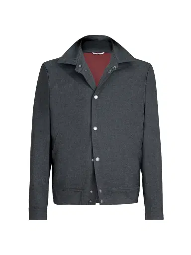 Brunello Cucinelli Men's Bonded Virgin Wool Fresco Outerwear Jacket - Dark Grey - Size 44 | Thumbnail 1 Brunello Cucinelli Men's Bonded Virgin Wool Fresco Outerwear Jacket - Dark Grey - Size 44 | Thumbnail 1