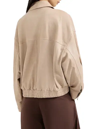 Brunello Cucinelli Women's Glossy Nappa Leather Outerwear Jacket with Monili - Beige - Size 0 | Thumbnail 3 Brunello Cucinelli Women's Glossy Nappa Leather Outerwear Jacket with Monili - Beige - Size 0 | Thumbnail 3