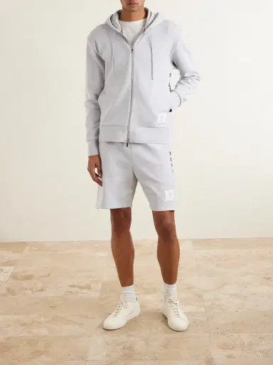 Thom Browne Striped Colour-Block Cotton-Jersey Zip-Up Hoodie - Men | Thumbnail 2 Thom Browne Striped Colour-Block Cotton-Jersey Zip-Up Hoodie - Men | Thumbnail 2