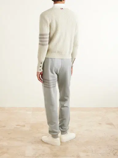 Thom Browne Straight-Leg Striped Cotton-Jersey Sweatpants - Men | Thumbnail 4 Thom Browne Straight-Leg Striped Cotton-Jersey Sweatpants - Men | Thumbnail 4