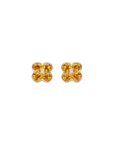 Wish Fine Jewelry 1.82ct Diamond Citrine 14K Gold Flower Stud Earrings | Thumbnail 1 Wish Fine Jewelry 1.82ct Diamond Citrine 14K Gold Flower Stud Earrings | Thumbnail 1