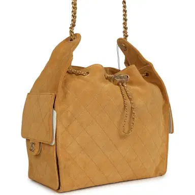Chanel Chanel Medium 25 Hobo Bag Beige Suede Antique Gold Hardware | Thumbnail 3 Chanel Chanel Medium 25 Hobo Bag Beige Suede Antique Gold Hardware | Thumbnail 3