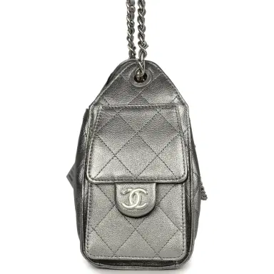 Chanel Chanel Mini 25 Hobo Bag Anthracite Metallic Caviar Silver Hardware | Thumbnail 3 Chanel Chanel Mini 25 Hobo Bag Anthracite Metallic Caviar Silver Hardware | Thumbnail 3